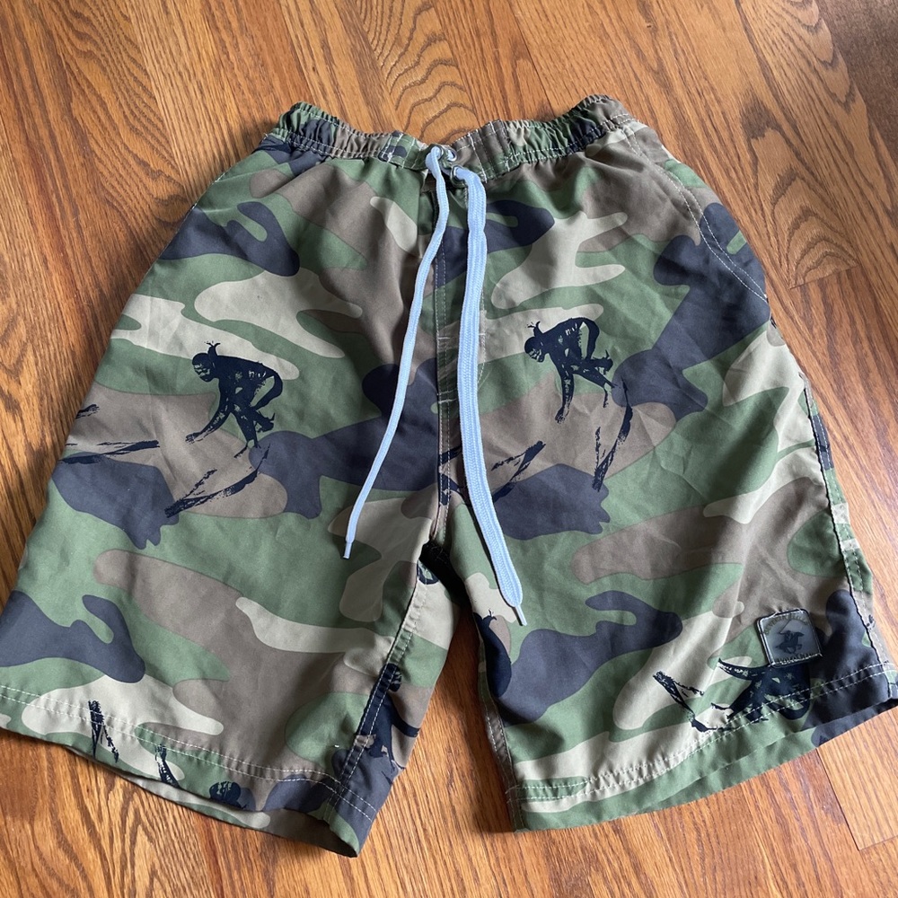 Beverly Hills Polo Club Boys Camo Surfer Swim Suit Lined Size 14/16